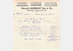 Facture de plomberie de 1952 ; notez la taxe locale de 1,75% / Visuel : D.R.