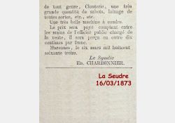La Seudre, 16 mars 1873 - Annonce légale de la faillite d'un commerce - 02 / Visuel : D.R.