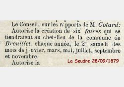 La Seudre - Création de la foire de Breuillet en 1879 - décision du Conseil Général / Visuel : D.R.